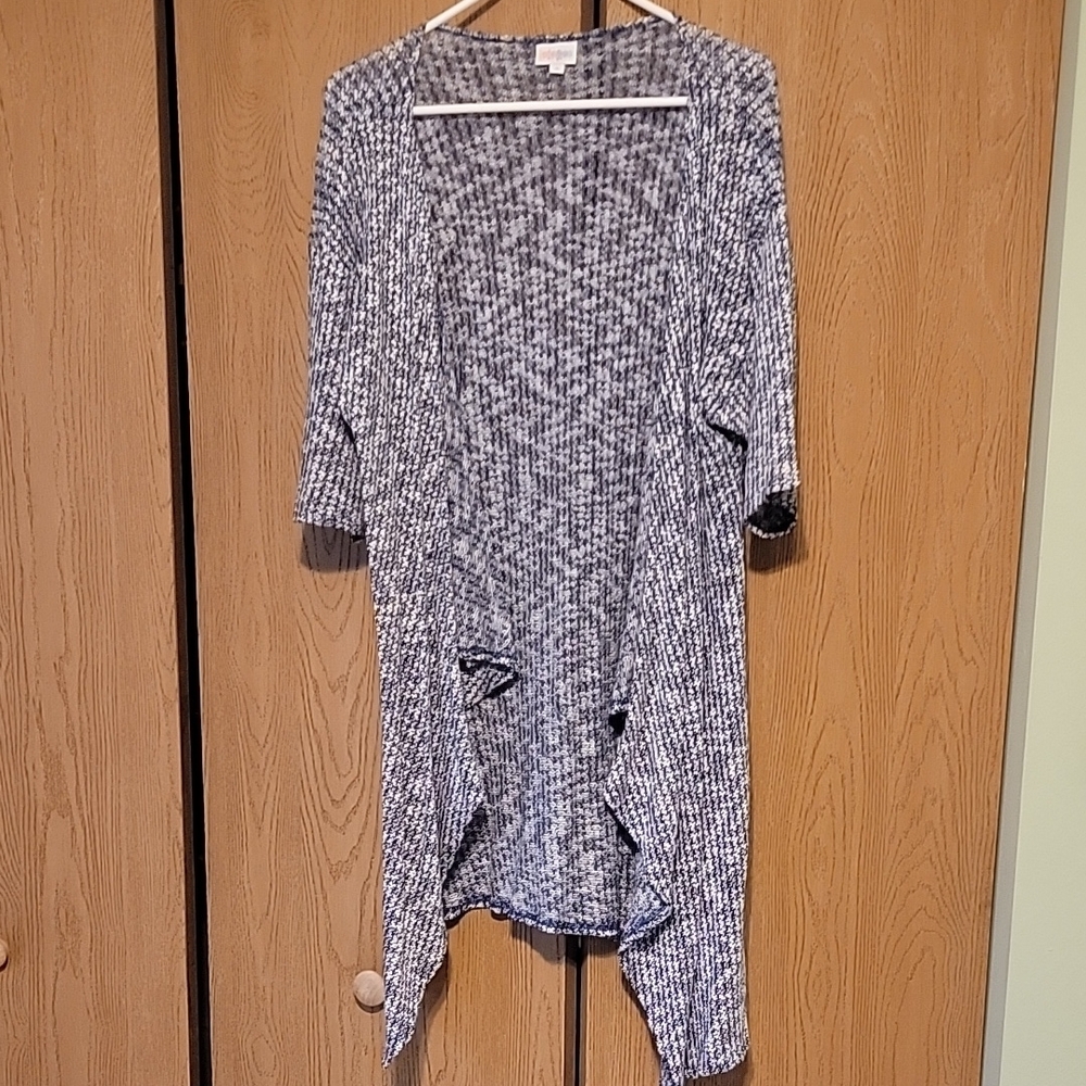 Women's Black and White Open Front Sweater